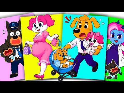 🐶 Sheriff Labrador & Doberman Take Care of Their Family ❤️ DIY Sticker Book Paper Craft