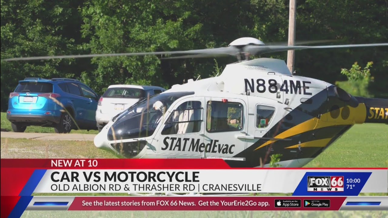 Car vs motorcycle in Cranesville