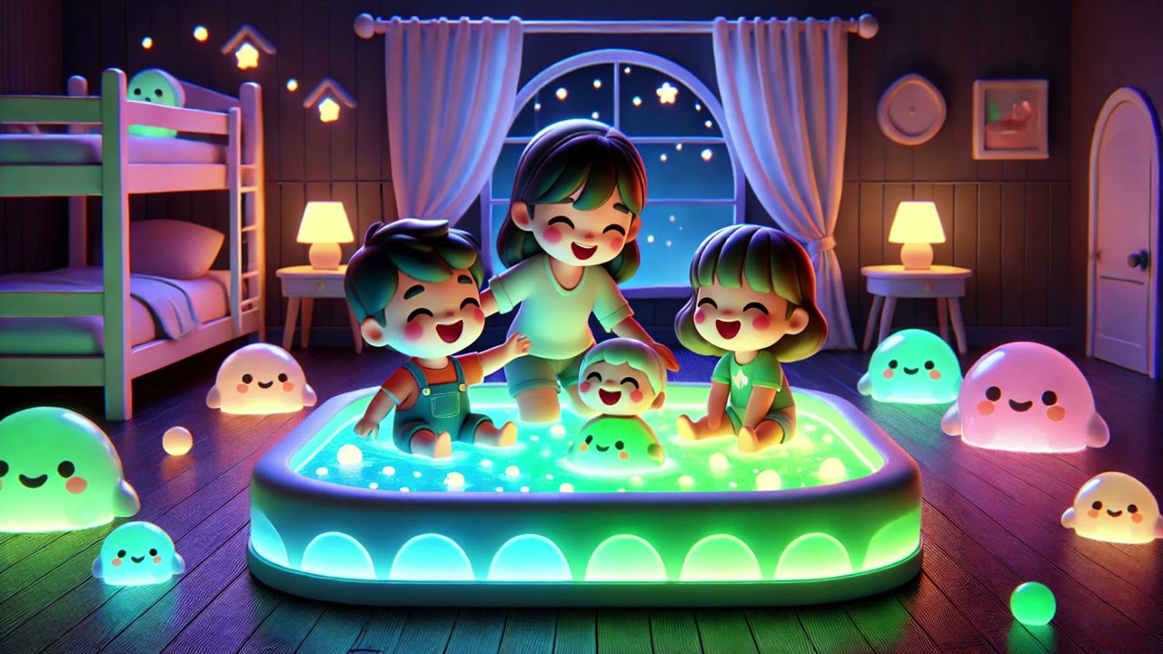 Dive into the magical Glow-in-the-Dark Jelly Pool with Mom 🌌|Nursery Rhymes & Kids Songs