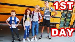 4 of Them First Day of School 2019 in the school bus!