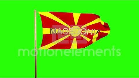 Macedonia Flag With Title Waving In The Wind. Looping Sun Rises Style. Animation Stock Animation