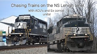 Chasing trains on the Lehigh with ACU's and Ex Conrail SD40s!