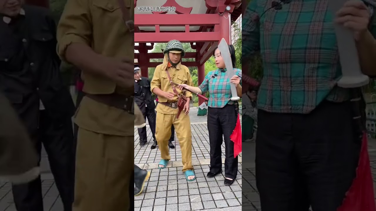 Unique and fun scenes shooting of an amateur film crew using props #89