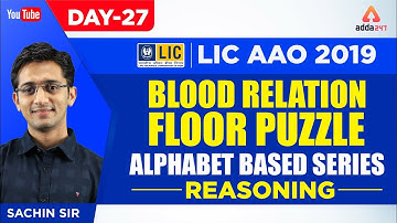 LIC AAO 2019 | Blood Relation, Floor Puzzle, Alphabet Based Series  | Reasoning | Day 27