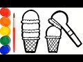 Glitter Toy Ice Cream Scoop coloring and drawing for Kids, Toddlers Кис Кис