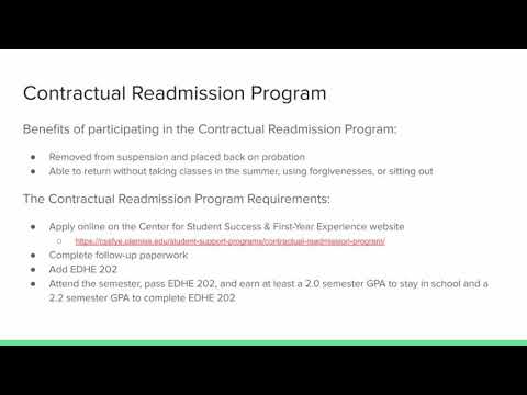 Contractual Readmission Program Informational Video at Ole Miss