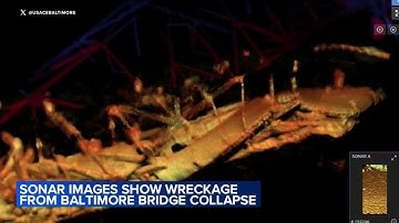 Sonar images show underwater wreckage site of Baltimore bridge.