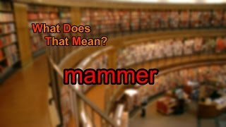 What Does Mammer Mean?