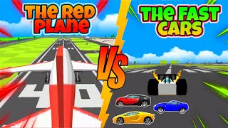 red plane vs fast cars, race at the airport | dude theft wars