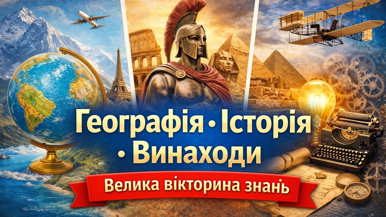 Тест на Загальні знання: Географія • Історія • Винаходи 🔍Вікторина для всієї родини