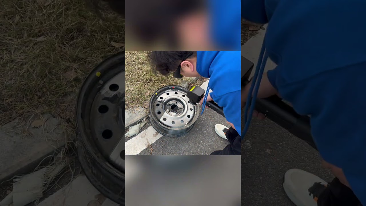Use laser to clean the wheel hub of the car