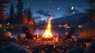 Fireside Harmony: Relaxing Autumn Sounds w Crackling Flames & Whispering Leaves in the Cool Breeze