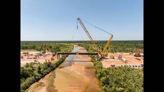 Setting Beams on Oklahoma's Longest Bridge. Toby Keith Expressway.