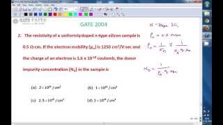 GATE 2004 ECE Resistivity of a uniformly doped N type semiconductor