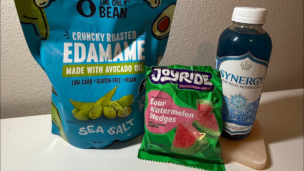 ASMR | Chewy Gummies, Blue Kombucha & Crunchy Edamame (Eating & Mouth Sounds)
