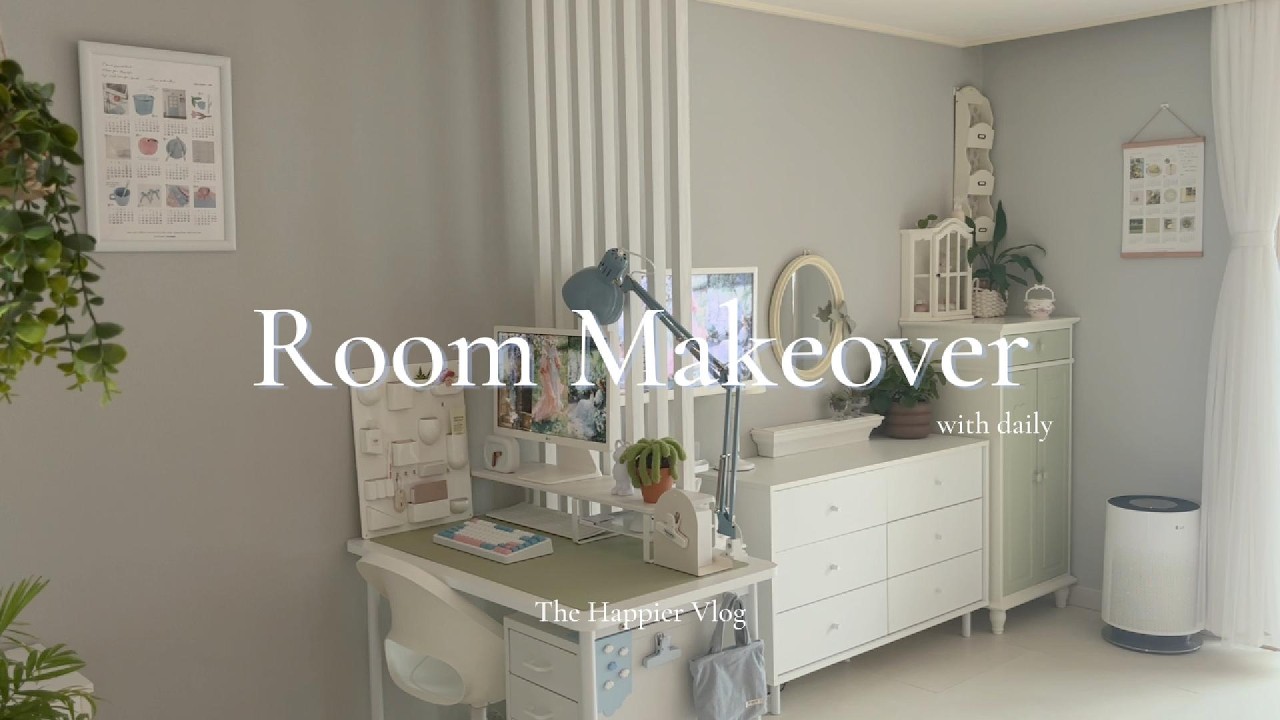 [vlog#40] [SUB] 어쩌다 보니 영상에 반이 떡 🍡 | 양봉옷을 입은 푸 🍯 | TV 선 정리 1차 | 반쪽 룸 메이크오버 🏠| 집중 잘되는 작업 공간 만들기