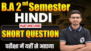 Hindi BA 2nd Semester | VVi Short Questions Questions | Hindi BA Semester 2 | Bihar All University