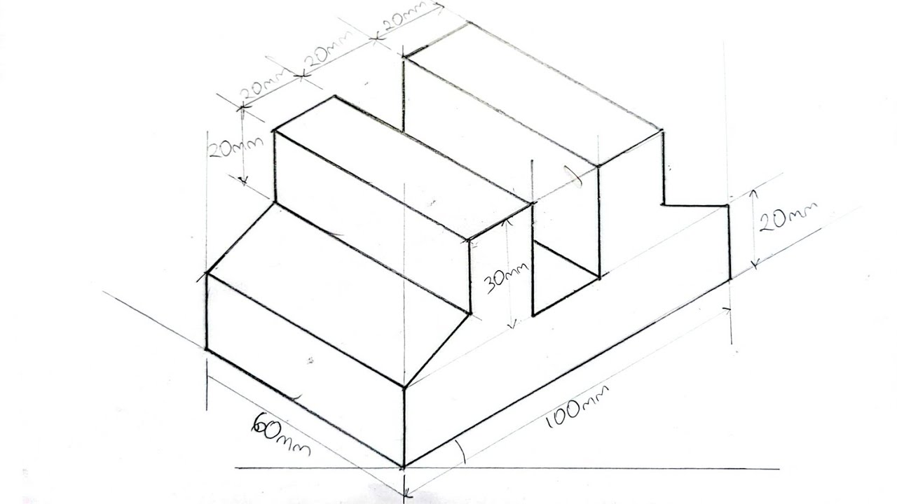 Isometric Projection Tutorial: Drawing a Slotted Tapered Support Block ...