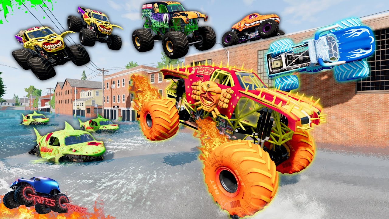Monster Jam INSANE Monster Truck Mud Battle and Monster Truck Crashes #19 | BeamNG Drive Mods