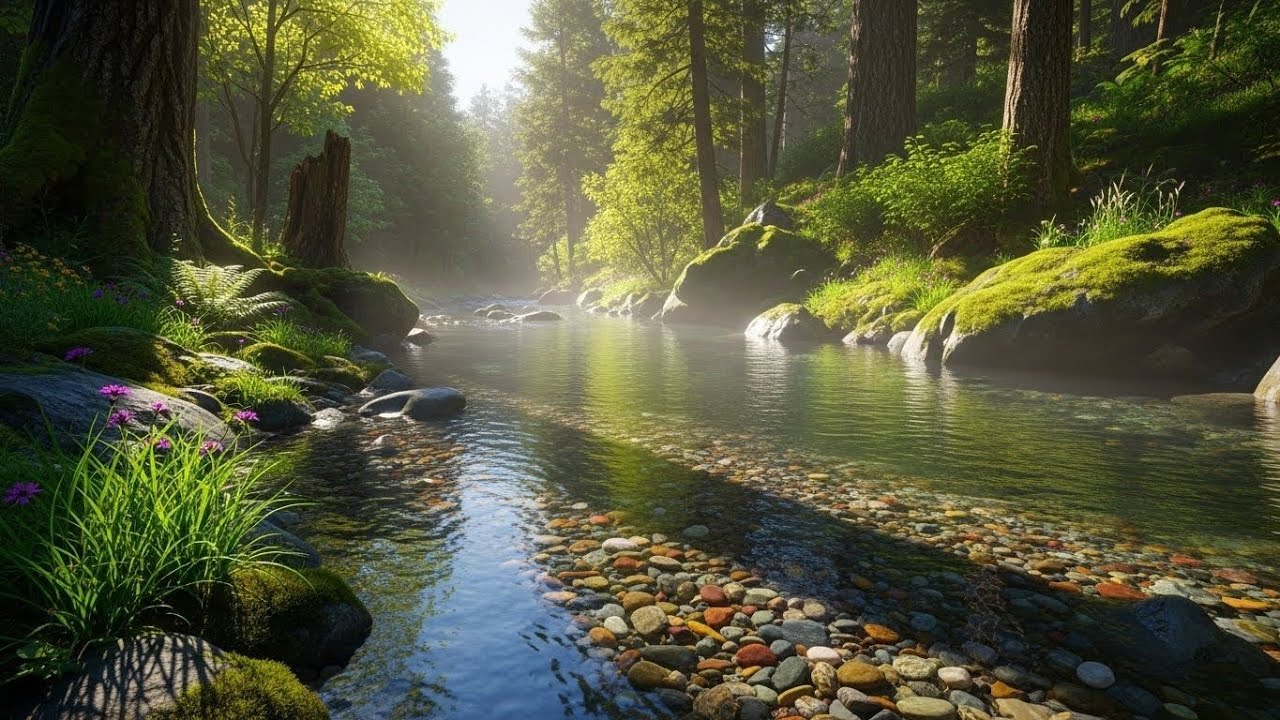 Tranquil River Flow 🌿 Soothing Nature Soundscape for Sleep and Stress Relief #393