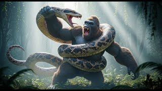 King Kong Battles a Giant Python: Epic Monster Jungle Showdown!