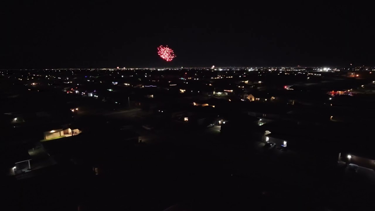 Unedited DJI Neo 2 night flight, New Years fireworks