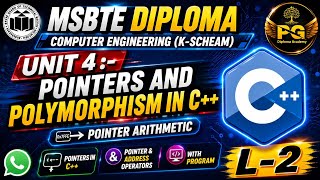 Lecture 2 | Pointer Arithmetic in C++ | Pointer Increment & Decrement | Unit 4 OOP | MSBTE K-Scheme