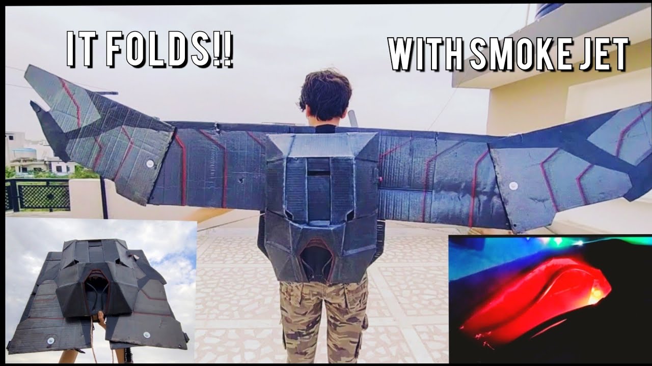 How to make a cardboard falcon wings that opens with smoke jetpack 🏻