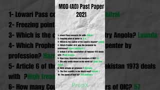 MOD (AD) Past Paper 2021 Part 1 #fpsc #mod #pastpapers #knowledge #css #easytips  #ppscmcqs
