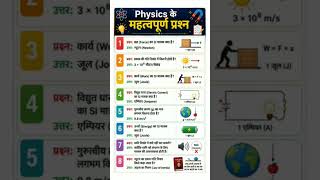 भौतिक विज्ञान महत्वपूर्ण प्रश्न || Physics Important Question | #gk #gkshorts #shorts #science