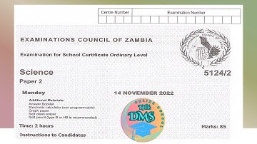 2022 science paper 2 internals for ecz past papers exams for grade 12 for Zambia