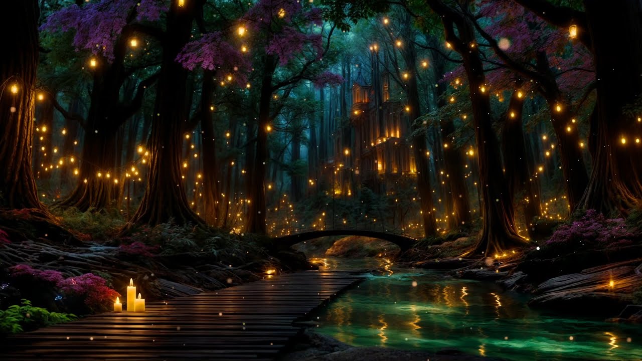 🌌 Secret Woodland Sanctuary ✨ Soft Lights, Fireflies & Dreamy Atmosphere