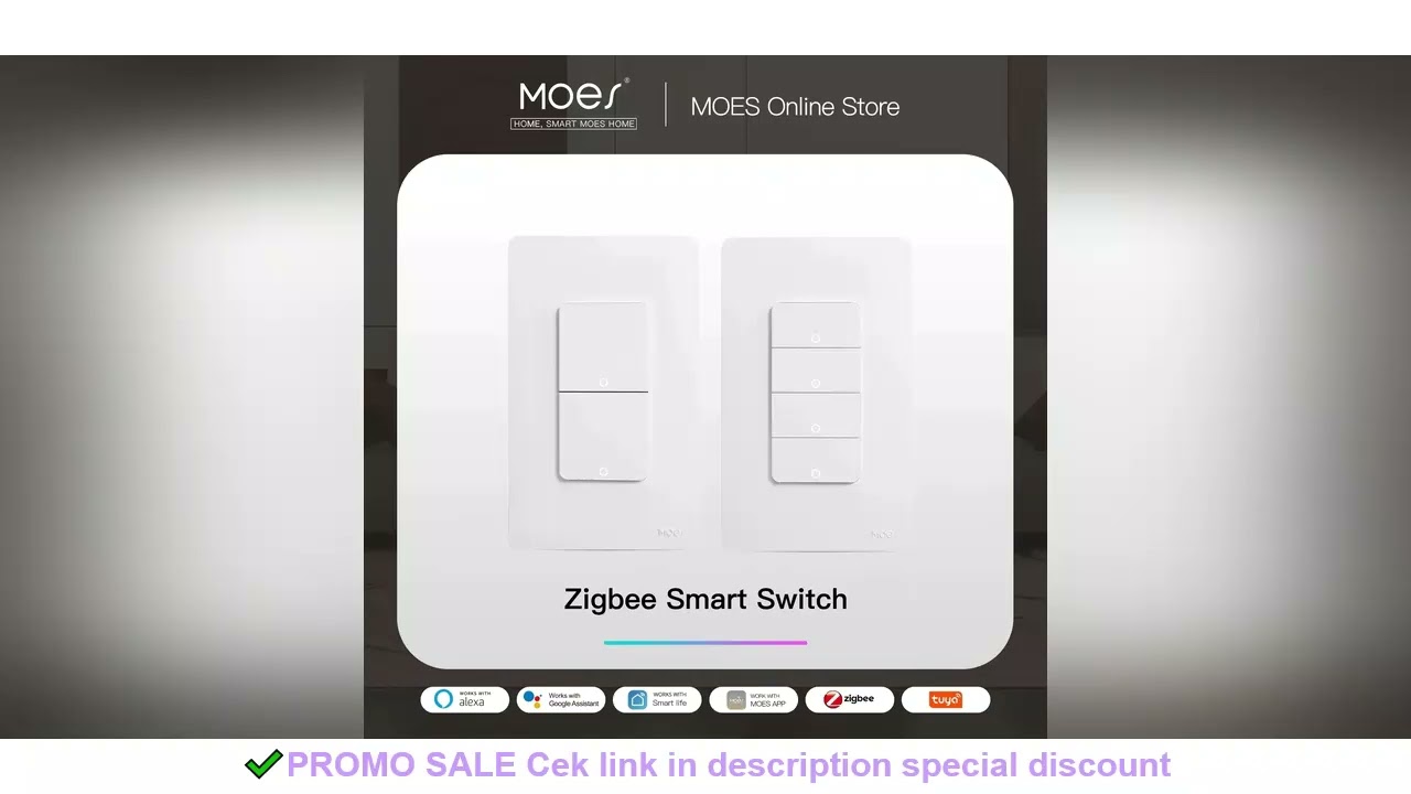 MOES Tuya ZigBee Smart Light Switch US Push Button Wall Switch Work With Alexa Google Home Neutral W