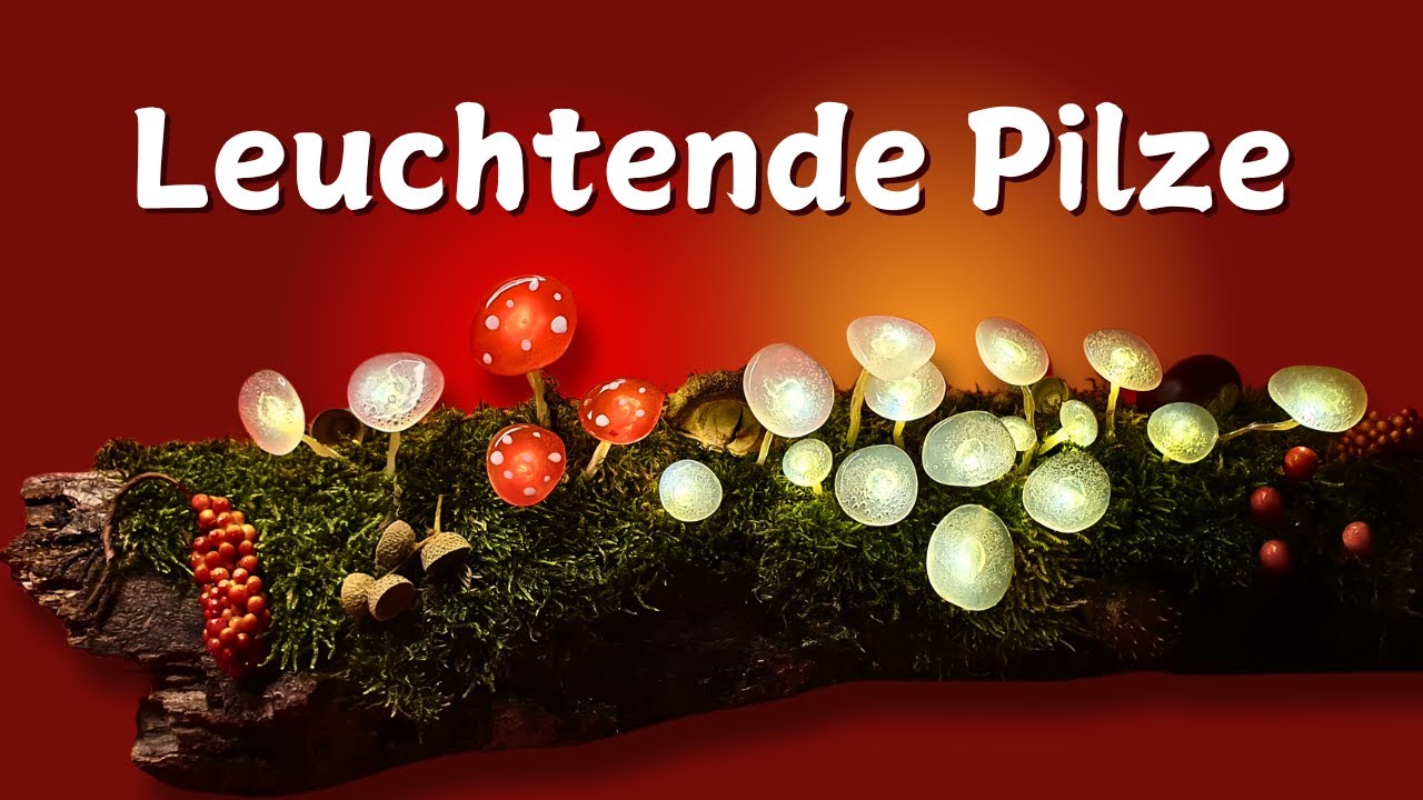 Leuchtende Pilze mit Heißkleber basteln | Herbstdeko DIY | Fliegenpilze