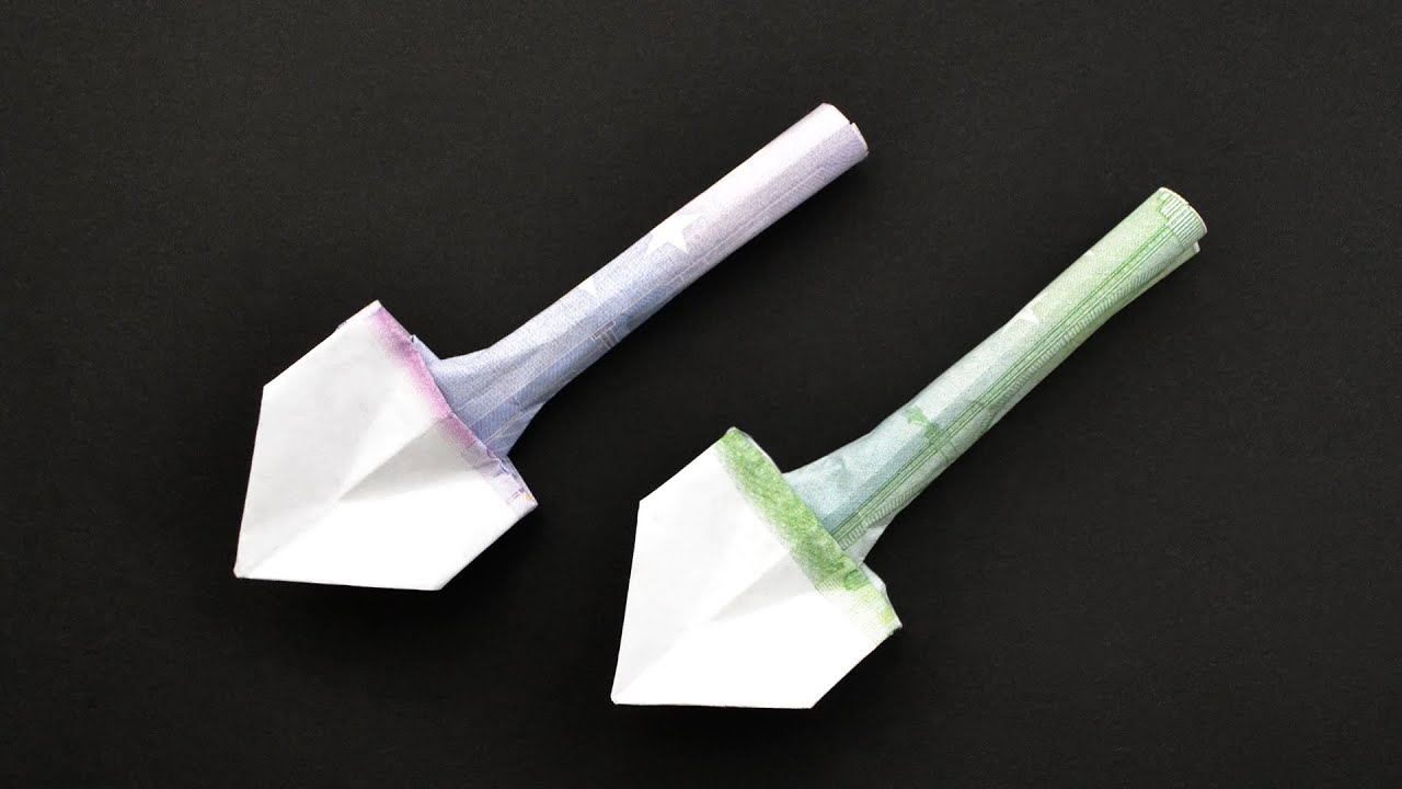 Euro Origami SCHAUFEL Geldgeschenk GELD FALTEN | Geschenk für Männer | Money SHOVEL | Tutorial