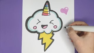 KAWAII EINHORN GEWITTER WOLKE MALEN - EINFACH UND SÜß KAWAII EINHORN GEWITTER WOLKE MALEN - EINFACH UND SÜß