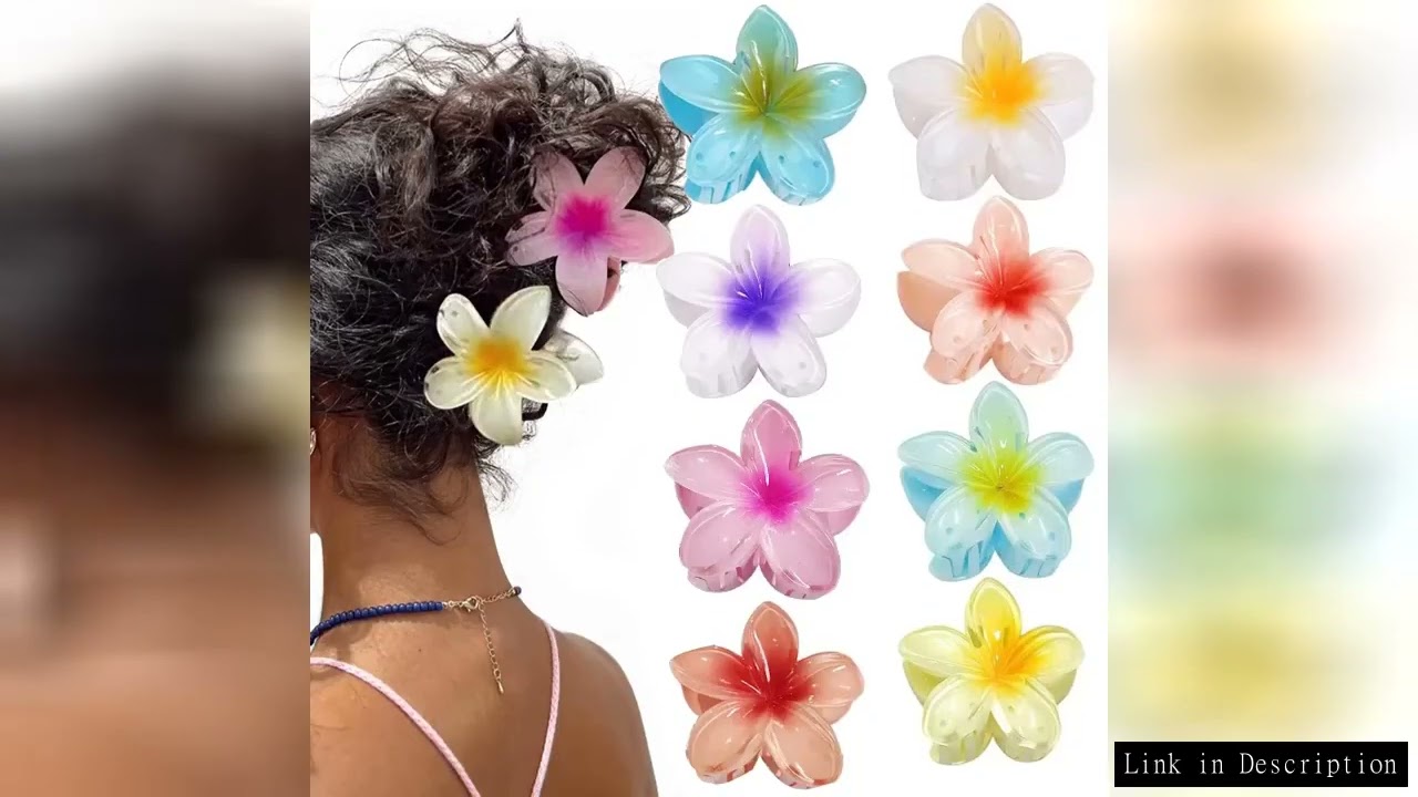 New Hawaiian Gradient Hair Clips Women Flower Hair Claws Shark Hairpins Vacation Beach Style Hairpin