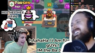 Forsen Reacts to xQc getting rolled by Forsen in Clash Royale as he cant stop insulting Bajs