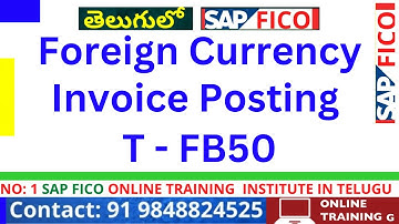 Foreign Currency Invoice Posting T - FB50 - FICO Training In Telugu- SAP FICO Course in Telugu
