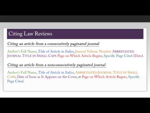 How to Cite Using Harvard Bluebook: Law Reviews