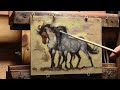 34. Pintando caballos al óleo, Painting horses in oil