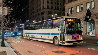 NYCT & MTA Bus: Prevost X3-45s on Express Routes, Orion VII NG Hybrid on M3 + More @ 5 Av & 42 St