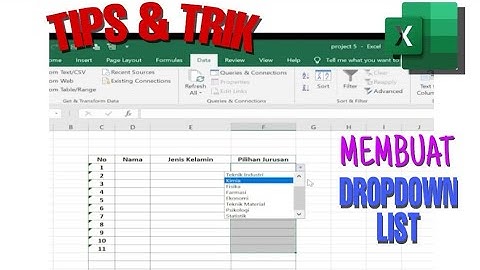 cara membuat daftar pilihan atau drop down list di microsoft excel ( tips & trik belajar excel )
