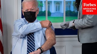 President Biden Says COVID-19 Booster Shots Are 'Safe And Effective' Before Getting His On Camera