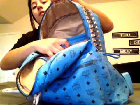 MCM Stark Visetos Baby Blue Backpack Review - YouTube