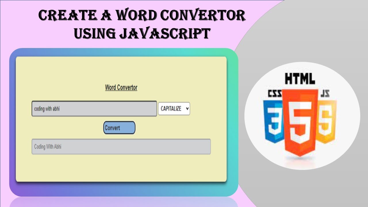 Word Converting web page using HTML, CSS and JavaScript - YouTube