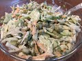 Салат из капусты с огурцом и зелёным луком   Cabbage salad with cucumber and green onions