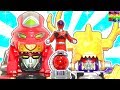 宇宙戦隊キュウレンジャー シシレッドが変身して勝負★キュウレンオーとリュウテイオーにキュータマ合体★アンパンマン エグゼイド しゅつどう前のヒーローショー！スパイダーマン 戦い 戦闘 おもちゃアニメ