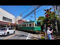 Trains run on the road! A walk in Kamakura, a seaside suburban village. Japan travel walking tour.