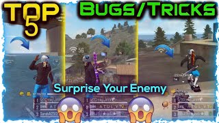 TOP 5 BUGS IN FREE FIRE |NEW FLY IN AIR BUG IN FREE FIRE | NEW BUGS/GLITCHES AND TRICKS FREE FIRE.